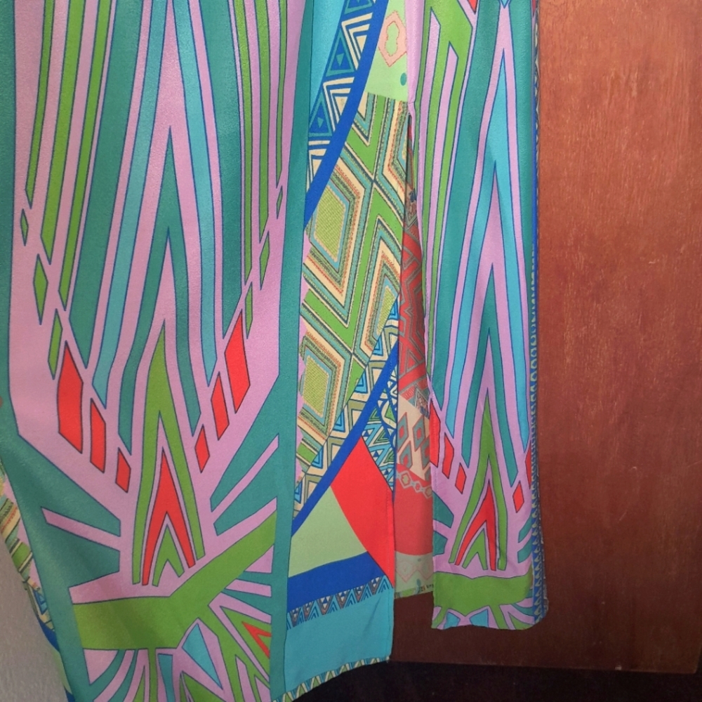 Vibrant Cutout Geometric Patterned Maxi Slit Leg … - image 6